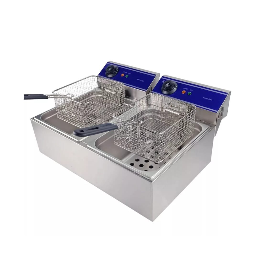 Quatrone HEF-82A Electric Counter Top Double Deep Fat Fryer 6+6 Litre